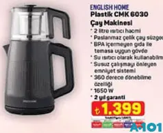 ENGLİSH HOME PLASTİK CMK 6030 ÇAY MAKİNESİ